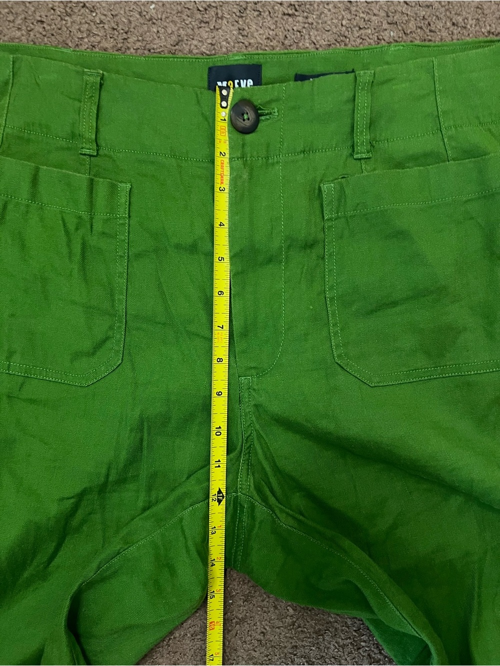 Anthropologie By Maeve The Colette Linens Crop Wide-Leg Green Pants Size 16 - Picture 8 of 13